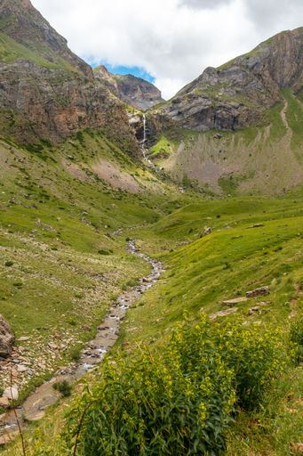 The waterfall in the Ripera valley in the middle of the mountain