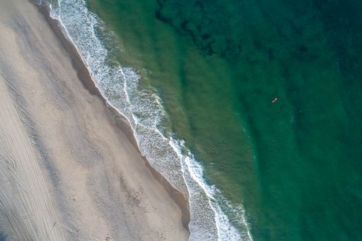 zenithal aerial view of a beach shore