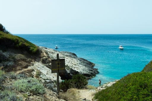 Sea and boat at the tremiti islands with the sky and a beautiful nature
