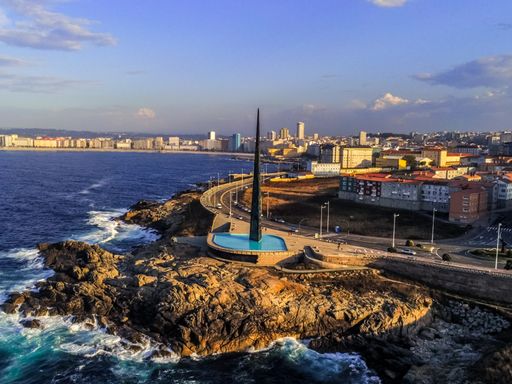 AnafiLa Coruna. Aerial view in coastal city . Galicia,Spain. Drone Photo.