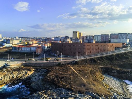AnafiLa Coruna. Aerial view in coastal city . Galicia,Spain. Drone Photo.