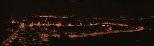 Coruna. Aerial view of Hercules tower at night. Galicia.Spain. Drone Photo .