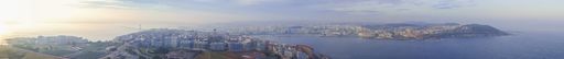 La Coruna. Aerial view in coastal city . Galicia,Spain. Drone Photo.