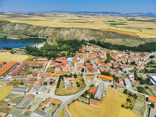 Aerial view in village of La Rioja near of Logrono,Spain. Drone Photo.