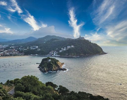 San Sebastian, city of Basque Country. Spain. Drone Photo.