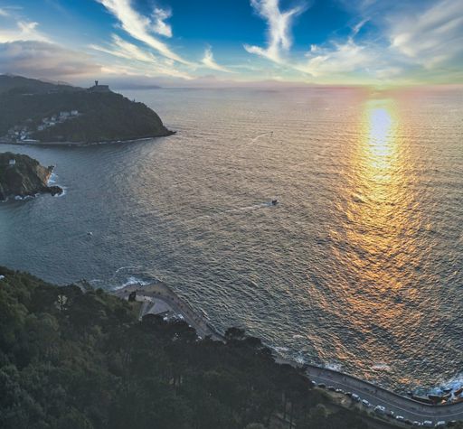 San Sebastian, city of Basque Country. Spain. Drone Photo.