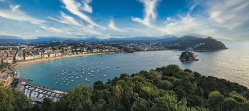 San Sebastian, city of Basque Country. Spain. Drone Photo.