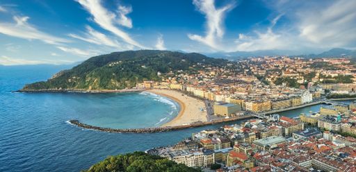 San Sebastian, city of Basque Country. Spain. Drone Photo.