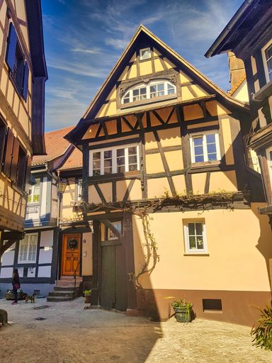 Alsace. Traditional houses in  a beautiful village of Alsace,France. Europe.