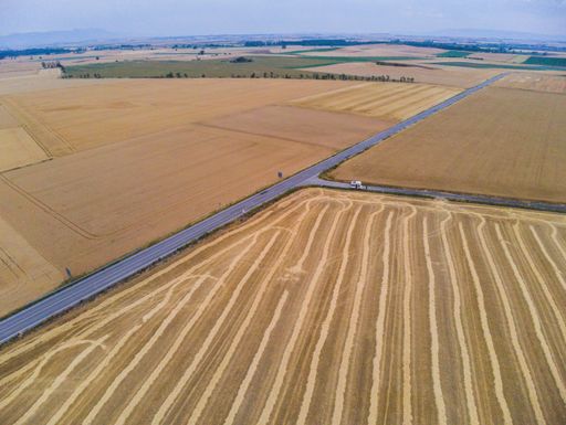 Aerial view in fields of Spain.Agriculture in  Europe.