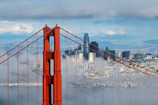 The Golden Gate Bridge on a cloudy day