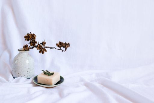 Organic soap bar mockup showing the concept of eco-friendly zero waste beauty and hygiene product
