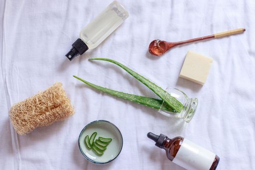 Mockup photo showing beauty and hygiene product using aloe vera for a sustainable lifestyle