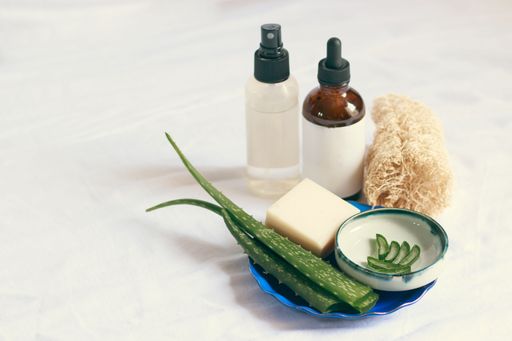Product mockup photo showing beauty and hygiene product using aloe vera for a sustainable lifestyle and ethical consumerism
