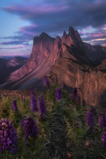 A beautiful landscape of a mountain range on the sunset