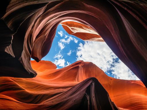A beautiful shot of the Antelope Canyon lights and rocks Arizona in the USA