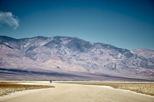 A sunny scenery of the Badwater Basin in Death Valley National Park, California - USA