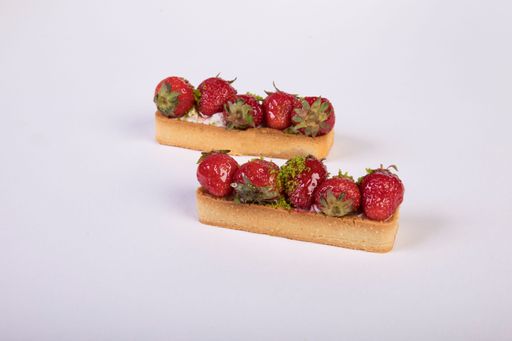 A closeup of a delicious dessert isolated on a white background
