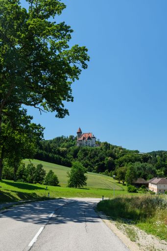 A vertical shot of the Castle Cam on the district of Muhlviertel in Austria