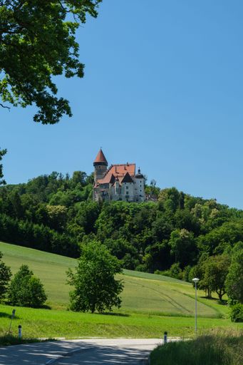 A vertical shot of the Castle Cam on the district of Muhlviertel in Austria