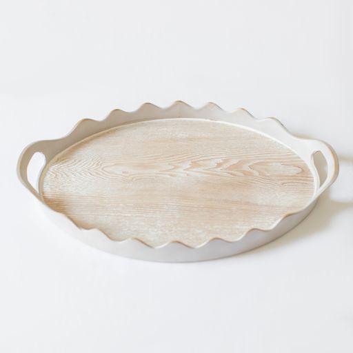 An isolated shot of wooden round tray on white background