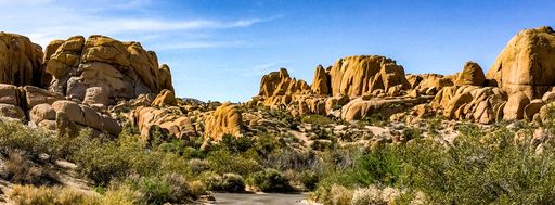 A panoramic view of the Spitzkoppe a group of bald granite peaks. Namibia