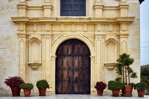 A bright shot of Cathedral of San Carlos Borromeo, Monterey, California