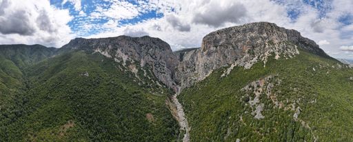 Gola di Gorropu. Famous and impressive gorge in the mountains of Sardegna, Italy. Hiking national park. Panoramic shot.