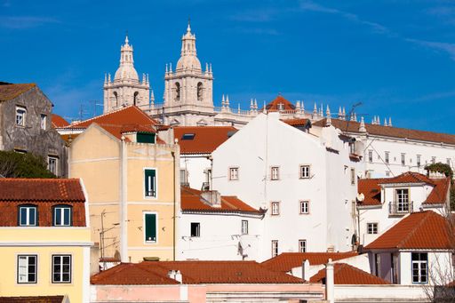 A beautiful shot of the Alfama neighborhood in the city of Lisbon
