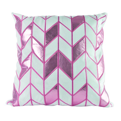 A cushion or pillow with bright decorative patterns isolated on white background