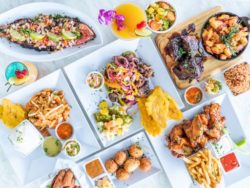 A top view of various tasty dishes