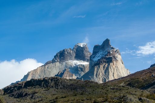 A beautiful view of mountains in the "Torres del Paine" national park in Patagonia, Chile