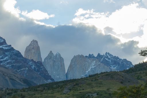 A beautiful view of mountains in the "Torres del Paine" national park in Patagonia, Chile