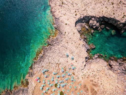 Rocky coves, Caribbean sea at the Tremiti islands in Puglia