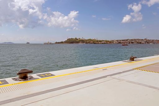 The new cruise port Galataport in Istanbul at the coastline with Bosphorus waterway, Turkey