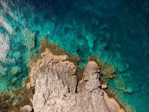 Aerial view of the wonderful Caribbean sea of the Tremiti islands, Italy