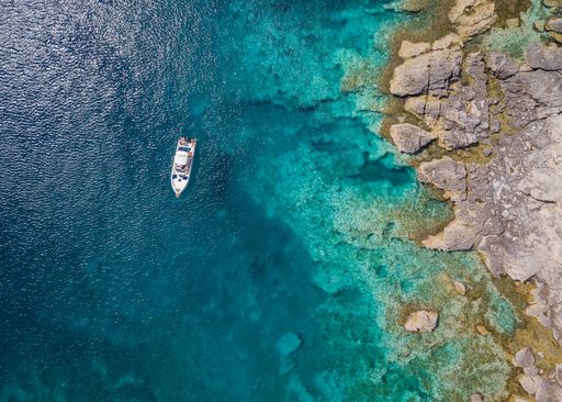 Aerial view of the wonderful Caribbean sea of the Tremiti islands, Italy
