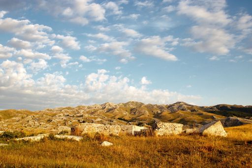 A beautiful shot of a necropolis of tombstones in Morine upper valley, Bosnia and Herzegovina