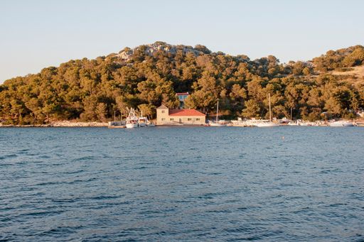 The small harbor of island of Vrgada captured from the sea side