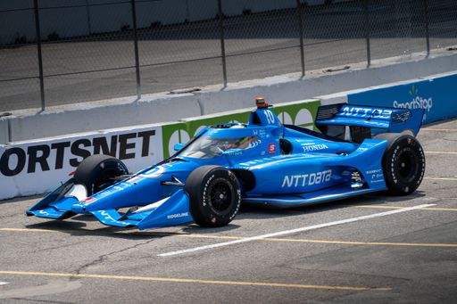 A closeup shot of blue indycar during Toronto Indy Car Race in  2022