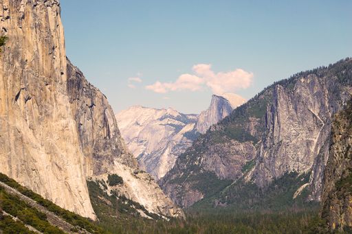A beautiful view of Yosemite National Park in the Sierra Nevada Mountains, California