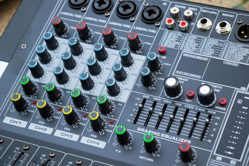 A closeup shot of sound engineering instrument