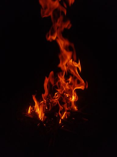 A vertical shot of a burning fire