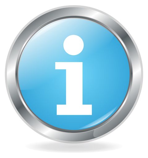 A 3D rendering of the information icon in a circle