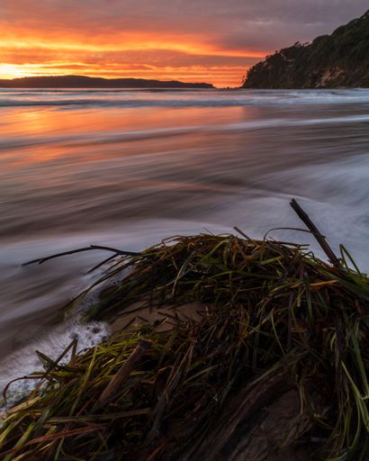 The sunrise at Umina Beach after storms on NSW Central Coast in Australia