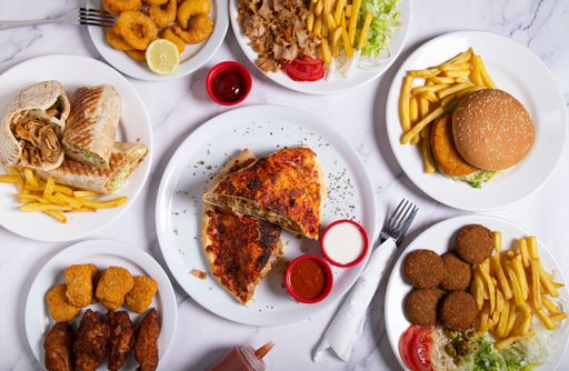 A top view of delicious Pakistani fast food dishes served at the restaurant
