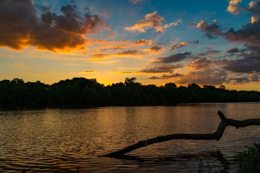 A beautiful view of a local park in Ohio, USA at sunset