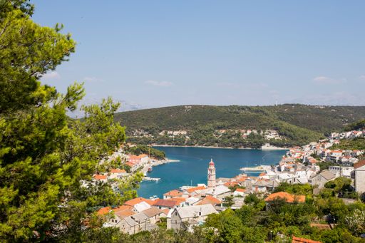 A spectacular view of Pucisca town located on the north coast of Brac island in Croatia.