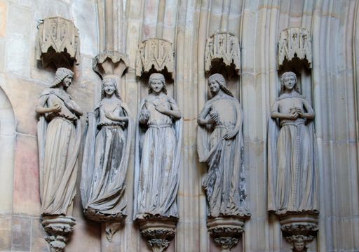 A beautiful shot of saint female statues inside Magdeburg's  cathedral