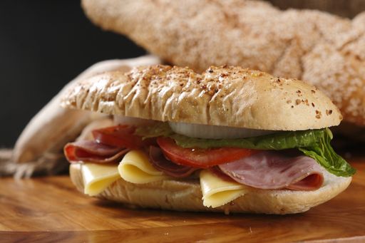 A close up shot of a delicious sandwich